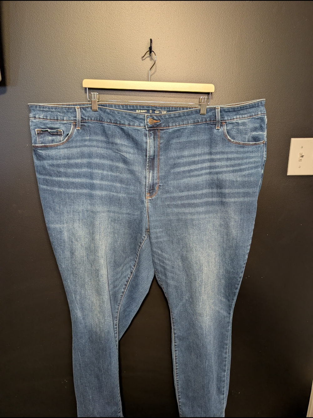 Old Navy Women’s Mid Rise Light Blue Power Slim Straight Jeans